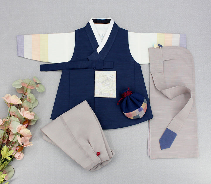 Korean Traditional Boy Baby Hanbok Dol Baikil Party Celebration 100th Days 1st Birthday 1–10 Years Navy DDB126