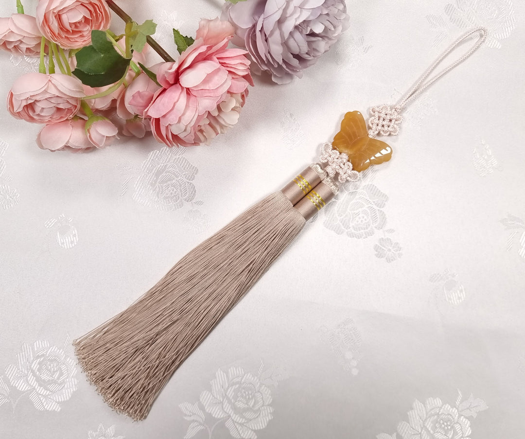 Hanbok Accessory Norigae 노리개 Baby Girl Boy Ornament Real Jade Butterfly Tassel 35 cm JTN115