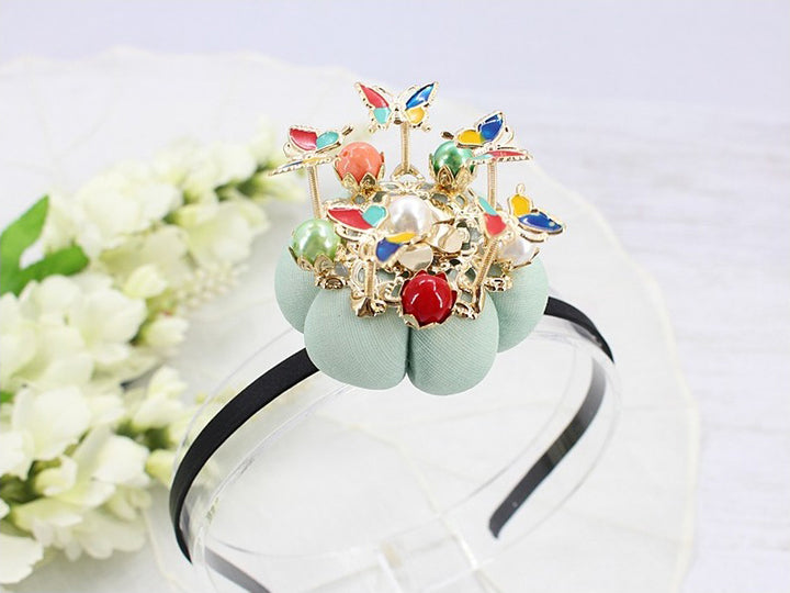 Girl's Hanbok Hair Accessory BASSI head&nbsp; band Piece, Korea Traditional Flower 떨잠 머리띠 J113