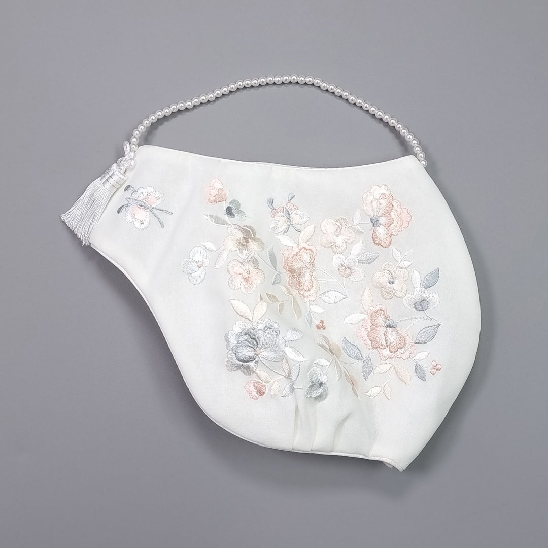 Hanbok Hat for Girl Baby Korea Traditional Hanbok Cap 조바위 White Embroidery 1 Age OS01