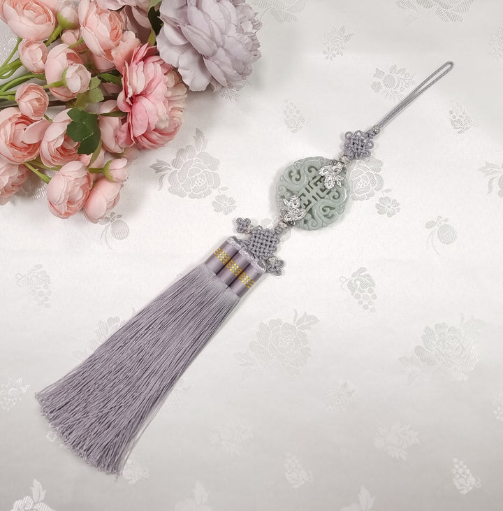 Hanbok Accessory Norigae 노리개 Baby Girl Boy Ornament Real Jade Tassel 35 cm JTN112
