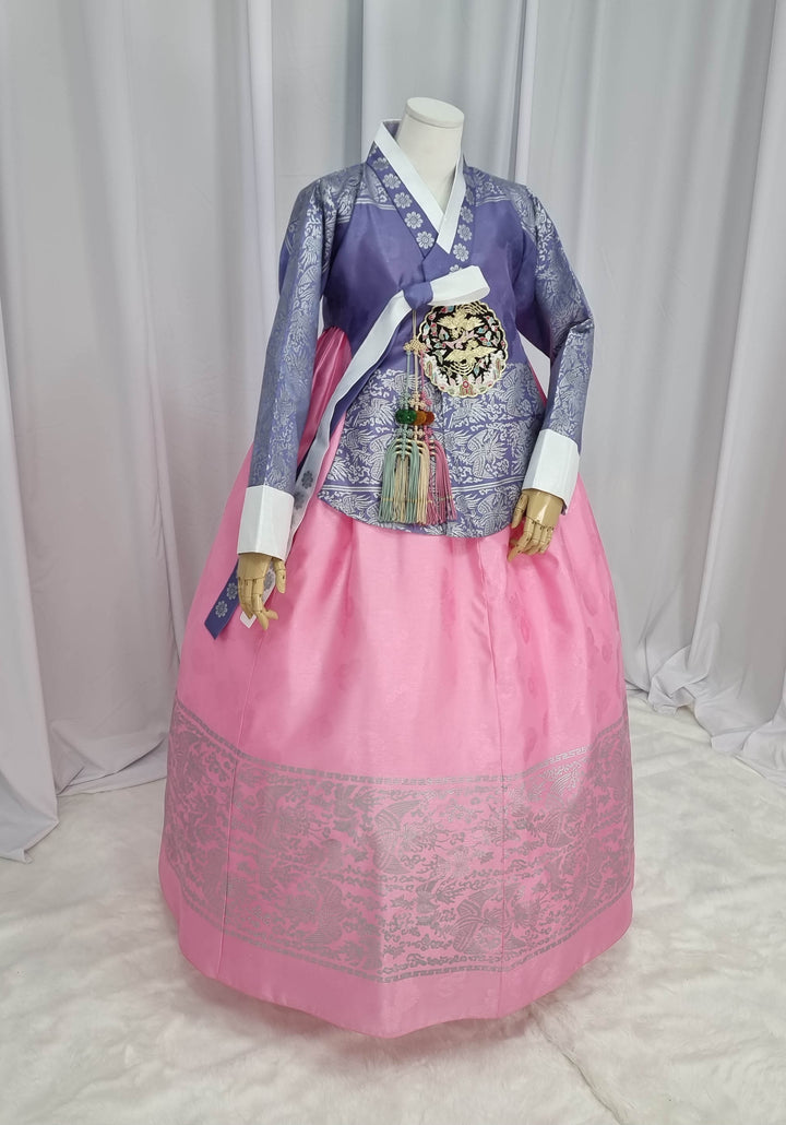 Korean Traditional Woman Personal Custom Hanbok Wedding Party Ceremony High Quality Print Dangui 당의 Queen Princess Design Hanbok Violet Pink OSW142