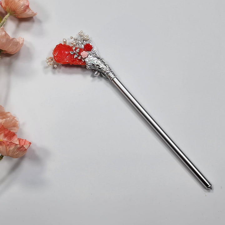 Korea Binyeo 비녀 Hair Accessory for Woman Hanbok Decoration Ornament Beads Flower 27 cm HB27