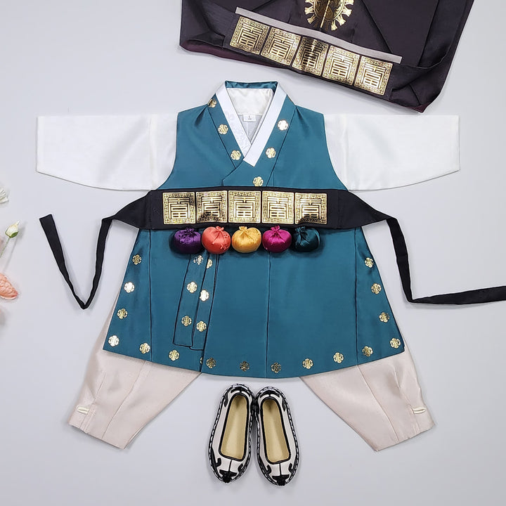 Korean Traditional Hanbok Brother Boy Baby Dol Baikil Party Celebration 100th-10 Ages 1st Birthday Red Green GHB204