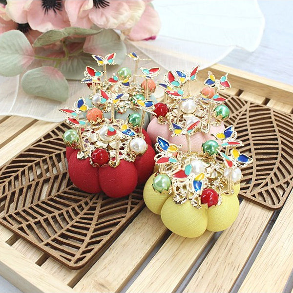 Girl's Hanbok Hair Accessory BASSI head&nbsp; band Piece, Korea Traditional Flower 떨잠 머리띠 J113