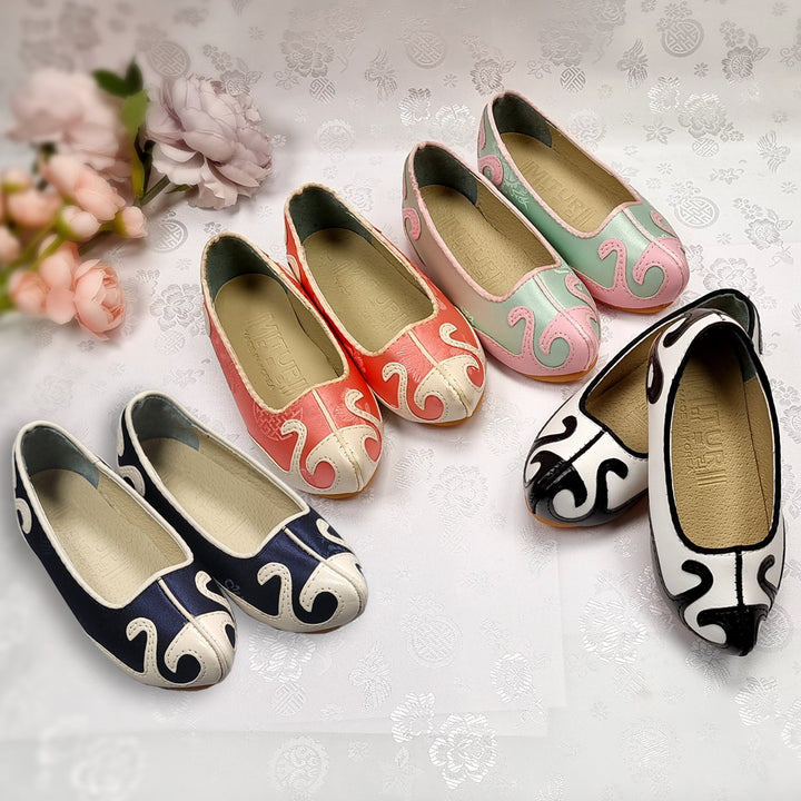 Korean Traditional Boy Baby Hanbok Shoes Ivory Red Color EJS015