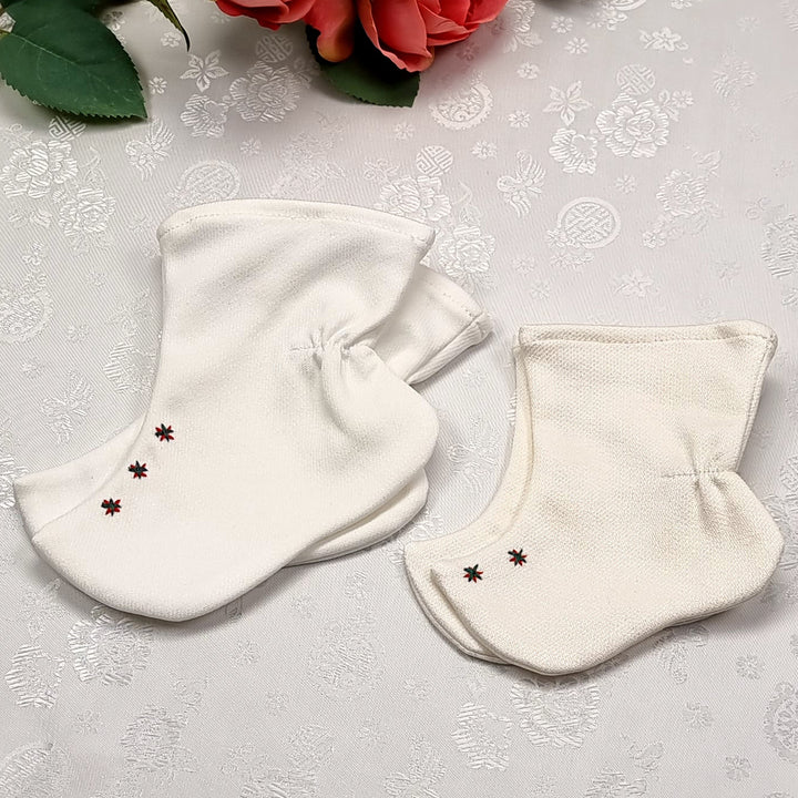 Korean Traditional Boy Girl Baby Hanbok Socks Beoseon 버선 Ivory Baikil Dol 1 Year SOC019