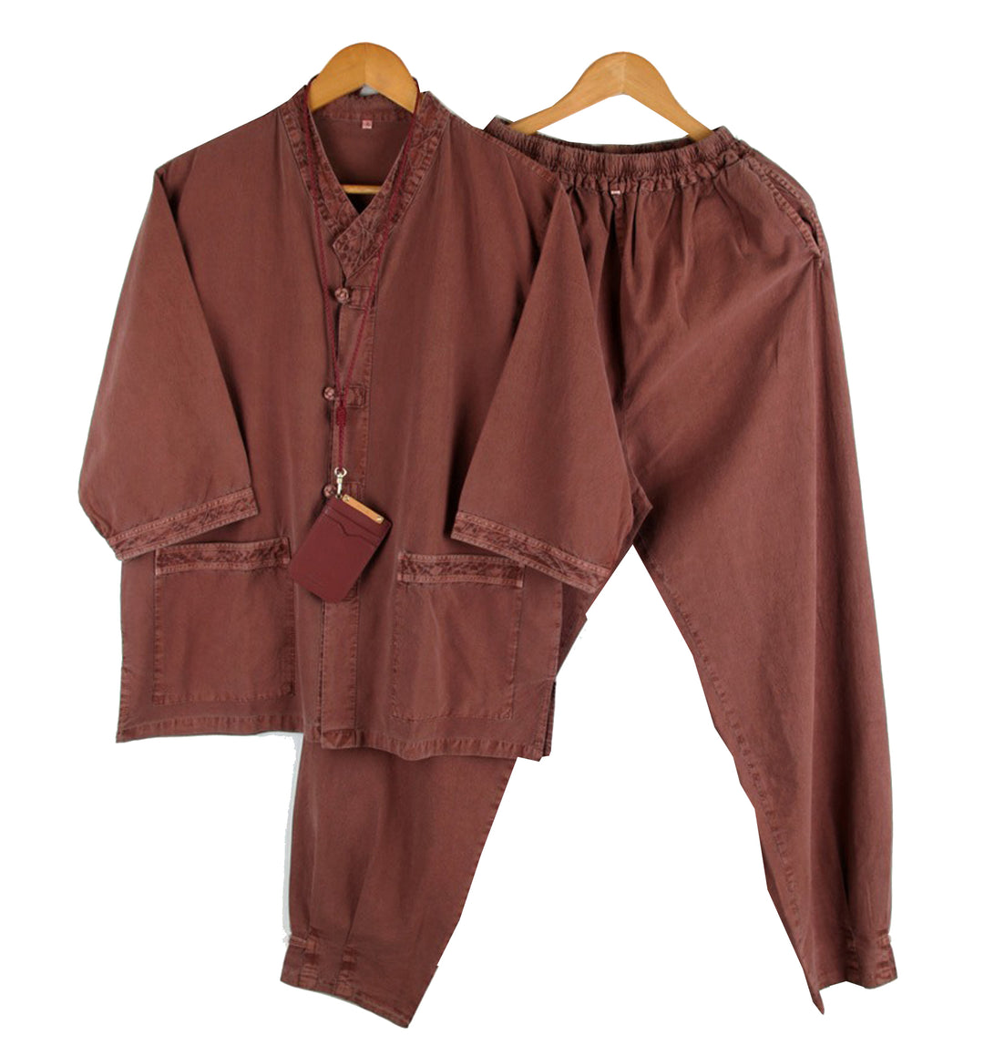 Korean Hanbok Washed Cotton Common Use Man Woman Casual Daily Clothing V Neck Open 3/4 Sleeve Jacket Pants Set JH109